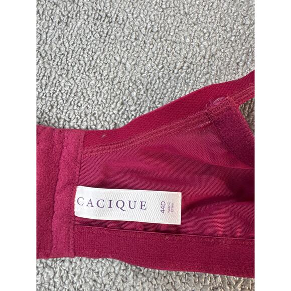 Cacique Bra Unlined Demi Sheer Lace Burgundy Sexy Lingerie Size 44D - Picture 7 of 9